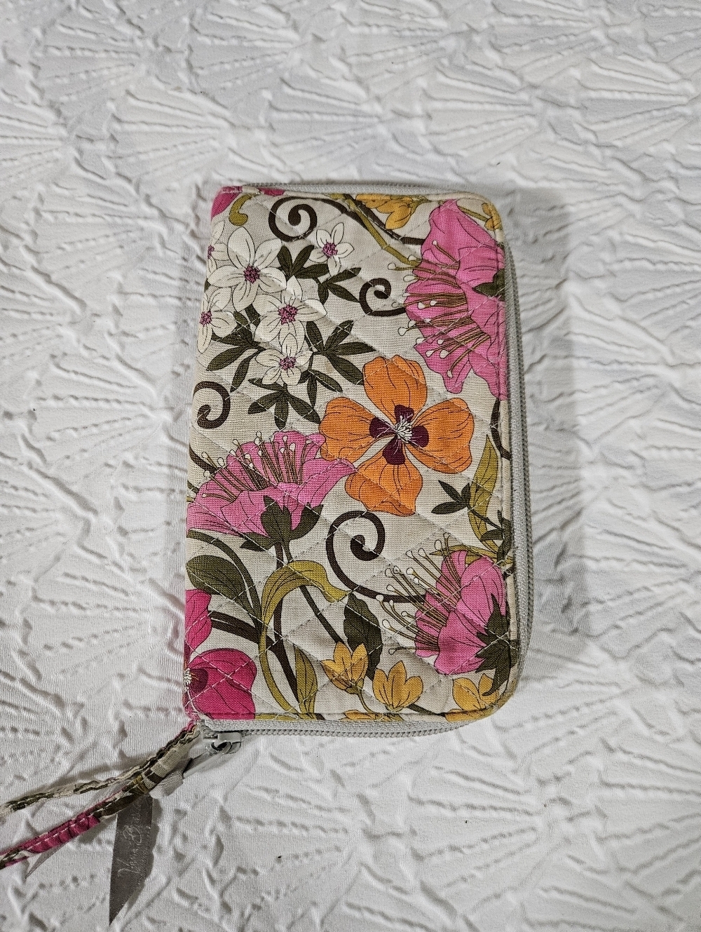 Vera Bradley Floral Zip Around Wallet - Pink & Orange Flowers